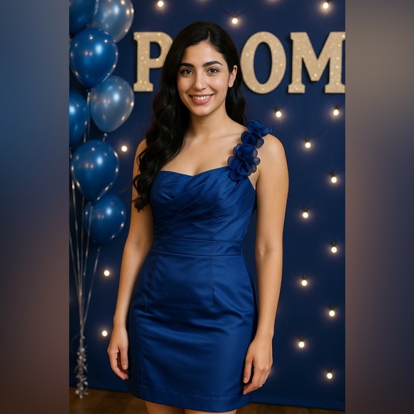 Elegant Blue One-Shoulder Dress Alfred Angelo size US10 - Picture 11 of 11